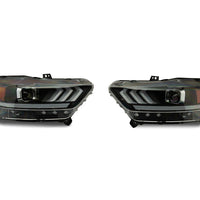 Raxiom 15-17 Ford Mustang Projector Headlights OEM HID Bulbs- Black Housing (Clear Lens) - Lights