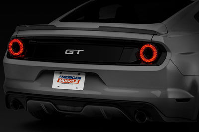 Raxiom 15-22 Ford Mustang Halo LED Tail Lights - Gloss Black Housing (Smoked Lens)