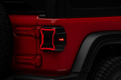 Raxiom 18-22 Jeep Wrangler JL Axial Series Plateau LED Tail Lights- Black Housing (Smoked Lens) - Lights