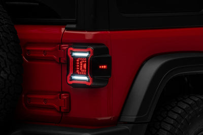 Raxiom 18-22 Jeep Wrangler JL Axial Series Plateau LED Tail Lights- Black Housing (Smoked Lens) - Lights