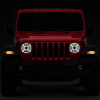 Raxiom 18-22 Jeep Wrangler JL/ JT 9-Inch LED Headlights w/ DRL and Halo- Black Housing (Clear Lens) - Lights