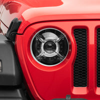 Raxiom 18-22 Jeep Wrangler JL/ JT 9-Inch LED Headlights w/ DRL and Halo- Black Housing (Clear Lens) - Lights