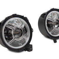 Raxiom 18-22 Jeep Wrangler JL/ JT 9-Inch LED Headlights w/ DRL and Halo- Black Housing (Clear Lens) - Lights