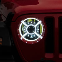 Raxiom 18-22 Jeep Wrangler JL/ JT 9-Inch LED Headlights w/ DRL and Halo- Black Housing (Clear Lens) - Lights
