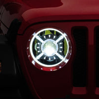 Raxiom 18-22 Jeep Wrangler JL/ JT 9-Inch LED Headlights w/ DRL and Halo- Black Housing (Clear Lens) - Lights