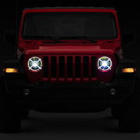 Raxiom 18-22 Jeep Wrangler JL/ JT 9-Inch LED Headlights w/ DRL and Halo- Black Housing (Clear Lens) - Lights