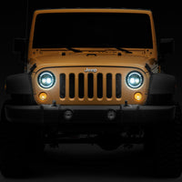 Raxiom 97-18 Jeep Wrangler TJ/JK Axial 7-Inch LED Headlights w/ DRL- Black Housing (Clear Lens) - Lights