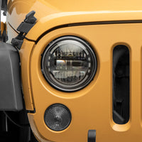 Raxiom 97-18 Jeep Wrangler TJ/JK Axial 7-Inch LED Headlights w/ DRL- Black Housing (Clear Lens) - Lights