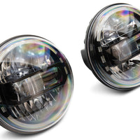 Raxiom 97-18 Jeep Wrangler TJ/JK Axial 7-Inch LED Headlights w/ DRL- Black Housing (Clear Lens) - Lights