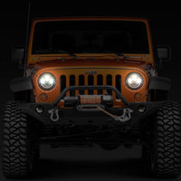 Raxiom 97-18 Jeep Wrangler TJ/JK Axial Halo Headlights w/ DRL Amber Signals- Blk Hsng (Clear Lens) - Lights