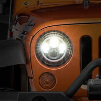 Raxiom 97-18 Jeep Wrangler TJ/JK Axial Halo Headlights w/ DRL Amber Signals- Blk Hsng (Clear Lens) - Lights