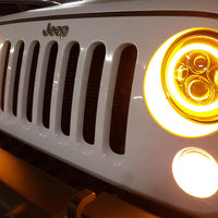 Raxiom 97-18 Jeep Wrangler TJ/JK Axial Halo Headlights w/ DRL Amber Signals- Blk Hsng (Clear Lens) - Lights