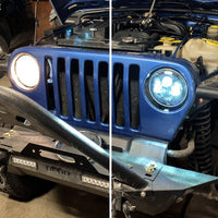 Raxiom 97-18 Jeep Wrangler TJ/JK Axial Series LED Daymaker Headlights- Black Housing (Clear Lens) - Lights