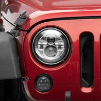 Raxiom 97-18 Jeep Wrangler TJ/JK Axial Series LED Daymaker Headlights- Chrome Housing (Clear Lens) - Lights