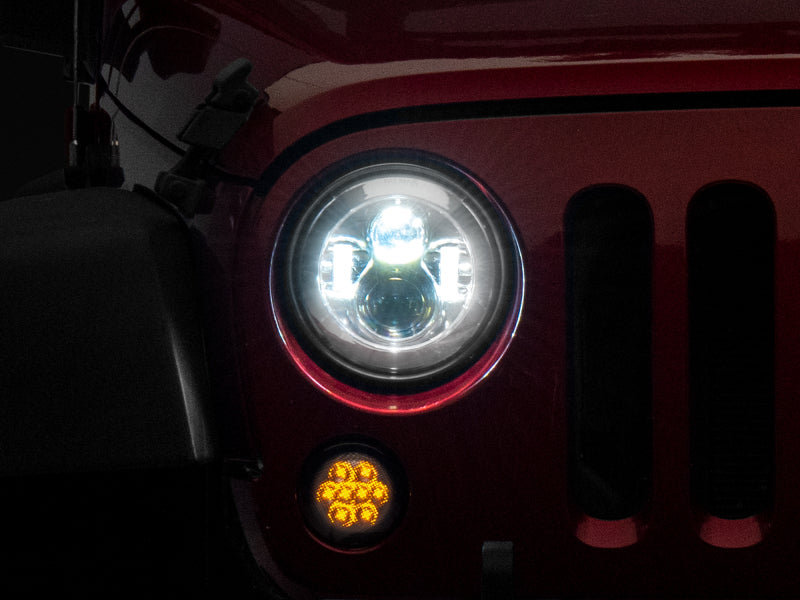 Raxiom 97-18 Jeep Wrangler TJ/JK Axial Series LED Daymaker Headlights- Chrome Housing (Clear Lens) - Lights