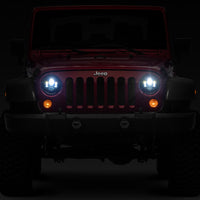 Raxiom 97-18 Jeep Wrangler TJ/JK Axial Series LED Daymaker Headlights- Black Housing (Clear Lens) - Lights