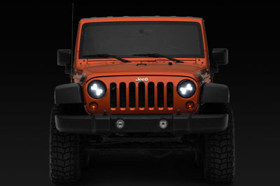 Raxiom 97-18 Jeep Wrangler TJ/JK Axial Spider LED Headlight w/ Amber DRL- Chrome Hsng (Clear Lens) - Lights