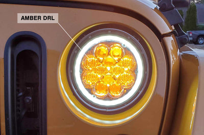 Raxiom 97-18 Jeep Wrangler TJ/JK Axial Spider LED Headlight w/ Amber DRL- Chrome Hsng (Clear Lens) - Lights