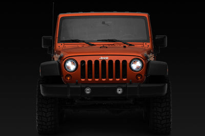 Raxiom 97-18 Jeep Wrangler TJ/JK Axial Spider LED Headlight w/ Amber DRL- Chrome Hsng (Clear Lens) - Lights