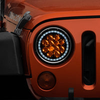 Raxiom 97-18 Jeep Wrangler TJ/JK Axial Spider LED Headlight w/ Amber DRL- Chrome Hsng (Clear Lens) - Lights