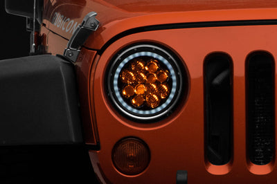 Raxiom 97-18 Jeep Wrangler TJ/JK Axial Spider LED Headlight w/ Amber DRL- Chrome Hsng (Clear Lens) - Lights