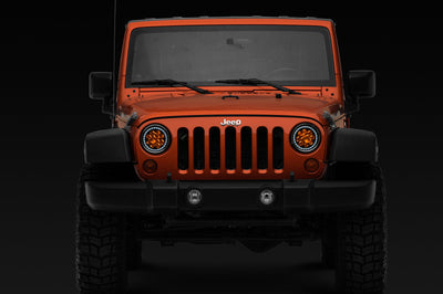 Raxiom 97-18 Jeep Wrangler TJ/JK Axial Spider LED Headlight w/ Amber DRL- Chrome Hsng (Clear Lens) - Lights