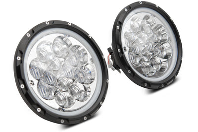 Raxiom 97-18 Jeep Wrangler TJ/JK Axial Spider LED Headlight w/ Amber DRL- Chrome Hsng (Clear Lens) - Lights