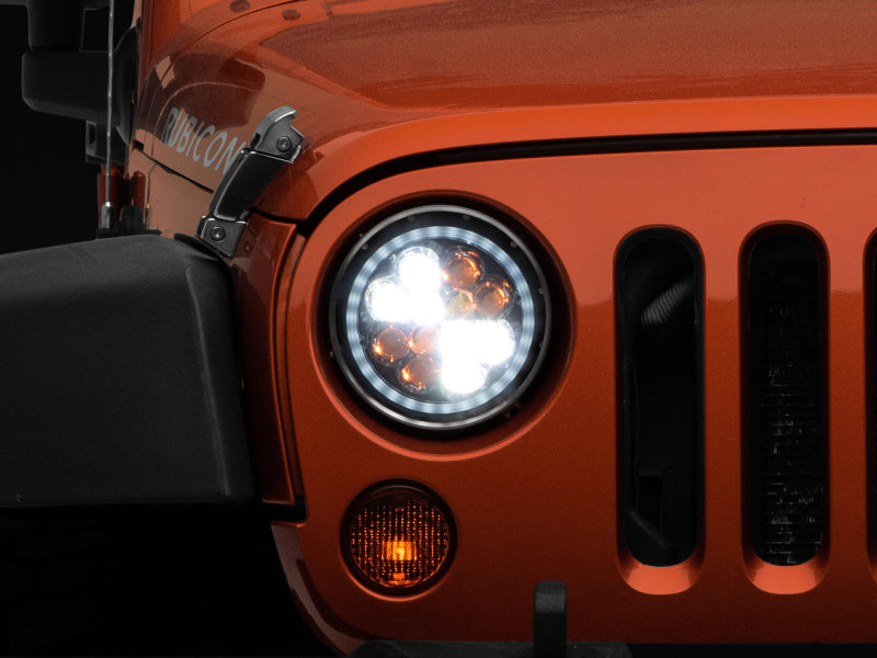 Raxiom 97-18 Jeep Wrangler TJ/JK Axial Spider LED Headlight w/ Amber DRL- Chrome Hsng (Clear Lens) - Lights