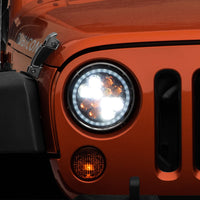 Raxiom 97-18 Jeep Wrangler TJ/JK Axial Spider LED Headlight w/ Amber DRL- Chrome Hsng (Clear Lens) - Lights
