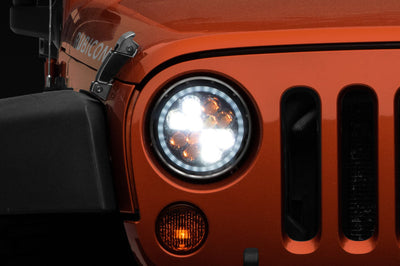 Raxiom 97-18 Jeep Wrangler TJ/JK Axial Spider LED Headlight w/ Amber DRL- Chrome Hsng (Clear Lens) - Lights