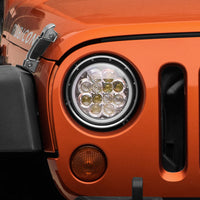 Raxiom 97-18 Jeep Wrangler TJ/JK Axial Spider LED Headlight w/ Amber DRL- Chrome Hsng (Clear Lens) - Lights