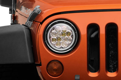 Raxiom 97-18 Jeep Wrangler TJ/JK Axial Spider LED Headlight w/ Amber DRL- Chrome Hsng (Clear Lens) - Lights