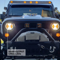 Raxiom 97-18 Jeep Wrangler TJ/JK Axial Spider LED Headlight w/ Amber DRL- Chrome Hsng (Clear Lens) - Lights
