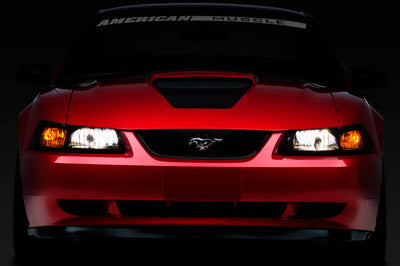 Raxiom 99-04 Ford Mustang Axial Series OE Style Headlights- Black Housing (Smoked Lens) - Lights