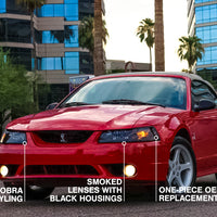Raxiom 99-04 Ford Mustang Axial Series OE Style Headlights- Black Housing (Smoked Lens) - Lights