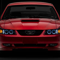 Raxiom 99-04 Ford Mustang Dual LED Halo Projector Headlights- Black Housing (Clear Lens) - Lights