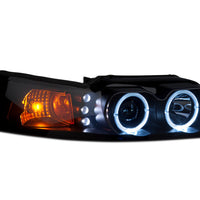 Raxiom 99-04 Ford Mustang Dual LED Halo Projector Headlights- Black Housing (Smoked Lens) - Lights