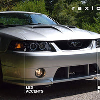 Raxiom 99-04 Ford Mustang Dual LED Halo Projector Headlights- Black Housing (Clear Lens) - Lights