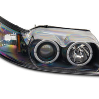 Raxiom 99-04 Ford Mustang Dual LED Halo Projector Headlights- Black Housing (Clear Lens) - Lights