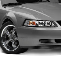 Raxiom 99-04 Ford Mustang Dual LED Halo Projector Headlights- Chrome Housing (Clear Lens) - Lights