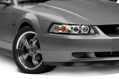 Raxiom 99-04 Ford Mustang Dual LED Halo Projector Headlights- Chrome Housing (Clear Lens) - Lights