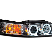 Raxiom 99-04 Ford Mustang Dual LED Halo Projector Headlights- Chrome Housing (Clear Lens) - Lights