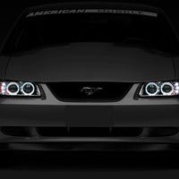 Raxiom 99-04 Ford Mustang Dual LED Halo Projector Headlights- Chrome Housing (Clear Lens) - Lights