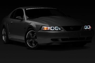 Raxiom 99-04 Ford Mustang Dual LED Halo Projector Headlights- Chrome Housing (Clear Lens) - Lights