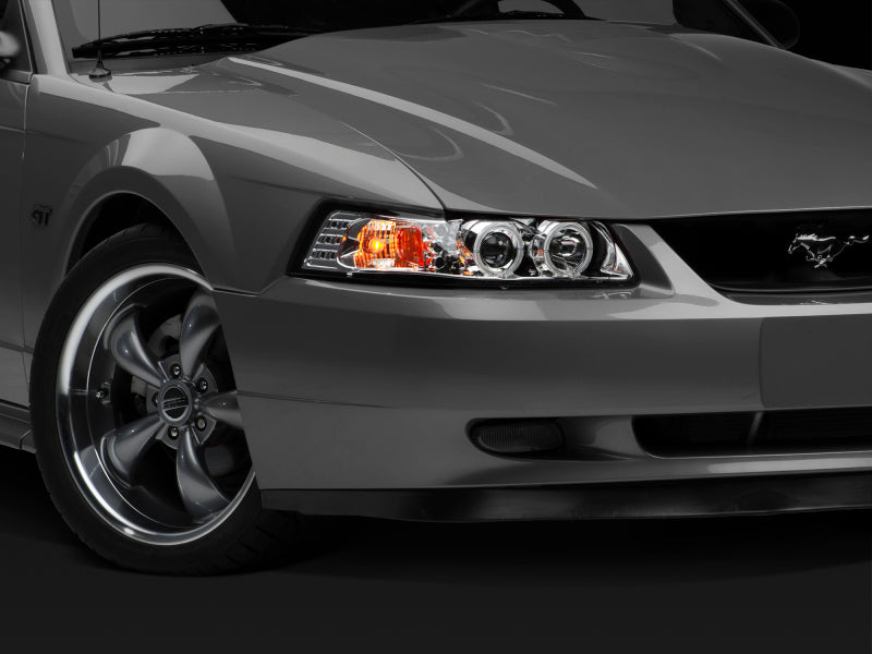 Raxiom 99-04 Ford Mustang Dual LED Halo Projector Headlights- Chrome Housing (Clear Lens) - Lights
