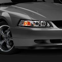 Raxiom 99-04 Ford Mustang Dual LED Halo Projector Headlights- Chrome Housing (Clear Lens) - Lights