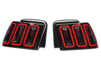 Raxiom 99-04 Ford Mustang Excluding 99-01 Cobra Icon LED Tail Lights- Black Housing (Smoked Lens) - Lights