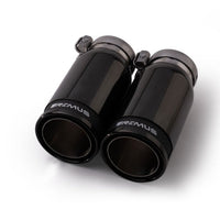 Remus Stainless Steel 84mm Straight Black Chrome w/Carbon Insert Tail Pipe Set (Pair) - Exhaust Mufflers & Tips