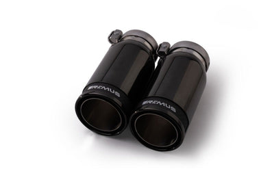 Remus Stainless Steel 84mm Straight Black Chrome w/Carbon Insert Tail Pipe Set (Pair) - Exhaust Mufflers & Tips