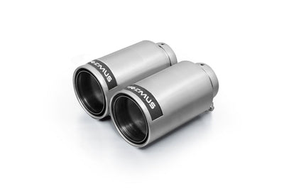Remus Stainless Steel 98mm Polished w/Carbon Insert Tail Pipe Set (Pair) - Exhaust Mufflers & Tips